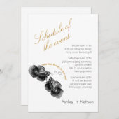 黒エレガント金ゴールド水彩結婚魚 招待状 (正面/裏面)