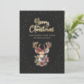 黒エレガント金ゴールド水彩鹿雪 シーズンカード (スタンド正面)