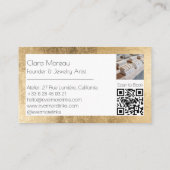 黒エレガント金ゴールド永久ジュエリーQRコード 名刺 (裏面)