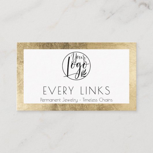 黒エレガント金ゴールド永久ジュエリーQRコード 名刺 (正面)