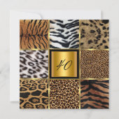 黒エレガント金ゴールド混成動物誕生日パーティー 招待状 (裏面)