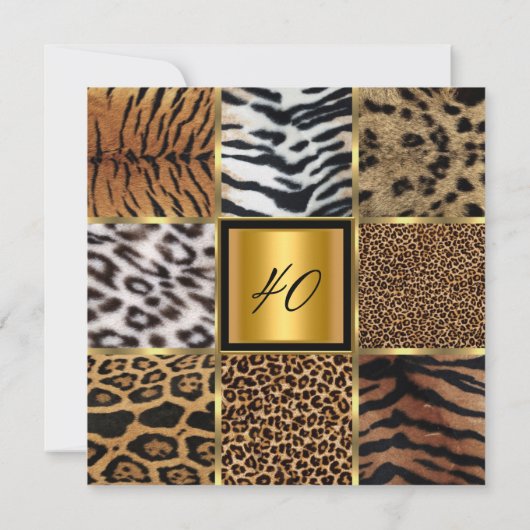 黒エレガント金ゴールド混成動物誕生日パーティー 招待状 (裏面)