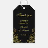 黒エレガント金ゴールド渦巻き ギフトタグ (正面)