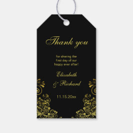黒エレガント金ゴールド渦巻き ギフトタグ
