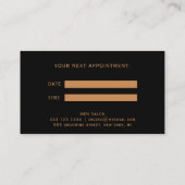 黒エレガント金ゴールド理容師スタイリスト男性サロン 予約カード (裏面)