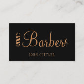 黒エレガント金ゴールド理容師スタイリスト男性サロン 予約カード (正面)