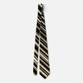 黒エレガント金ゴールド白ストライプタイル模様 ネクタイ (裏面)