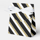 黒エレガント金ゴールド白ストライプパーティー箱 フェイバーボックス (正面サイド)