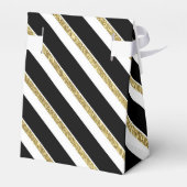 黒エレガント金ゴールド白ストライプパーティー箱 フェイバーボックス (裏面サイド)