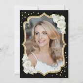 黒エレガント金ゴールド白写真第50誕生日 招待状 (裏面)