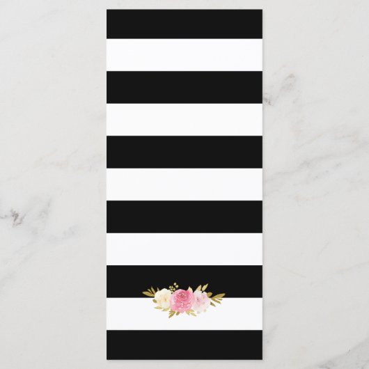 黒エレガント金ゴールド紙吹雪ピンク結婚フローラ メニュー (裏面)