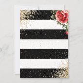 黒エレガント金ゴールド紙吹雪レッドローズ30歳の誕生日 招待状 (裏面)