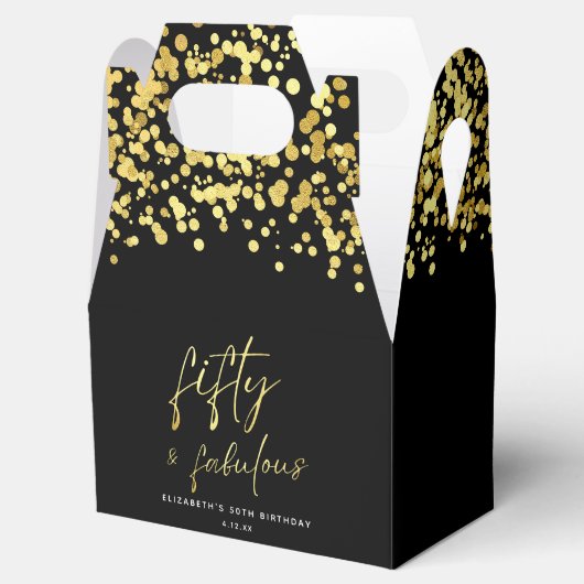 黒エレガント金ゴールド紙吹雪50と素晴らしい フェイバーボックス (オープン)