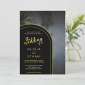 黒エレガント金ゴールド素朴結婚式招待状 招待状 (スタンド正面)