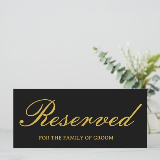黒エレガント金ゴールド結婚の予約看板 (スタンド正面)
