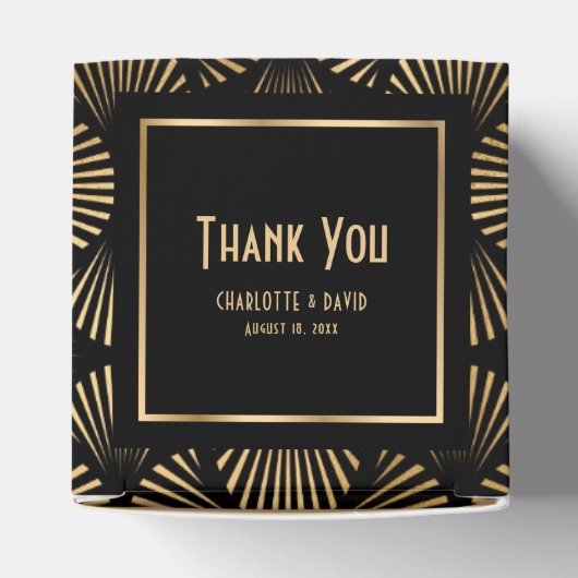 黒エレガント金ゴールド結婚アールデコ フェイバーボックス (上部)