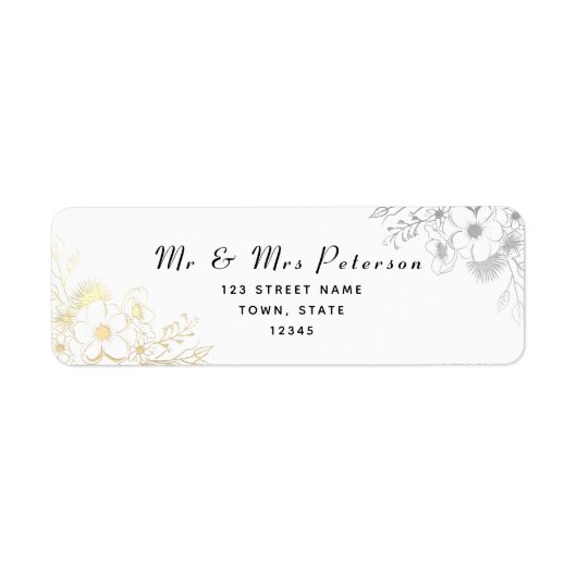 黒エレガント金ゴールド結婚差出人住所 ラベル (正面)