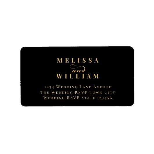黒エレガント金ゴールド結婚差出人住所 ラベル (正面)