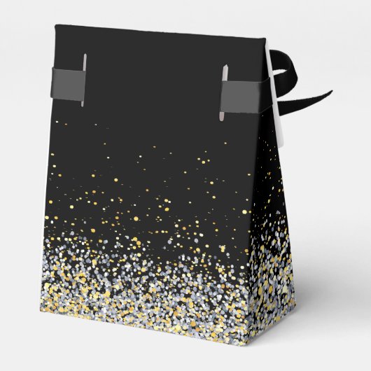 黒エレガント金ゴールド結婚式の引き出物箱 フェイバーボックス (裏面サイド)