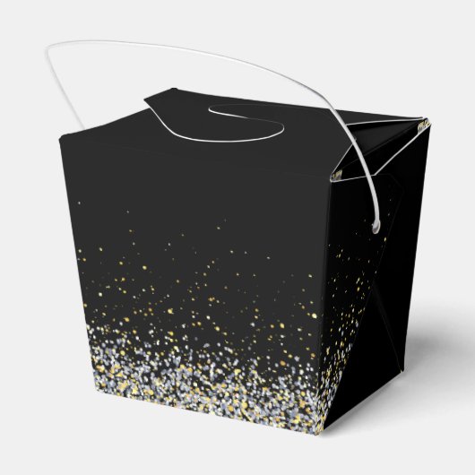 黒エレガント金ゴールド結婚式の引き出物箱 フェイバーボックス (裏面サイド)