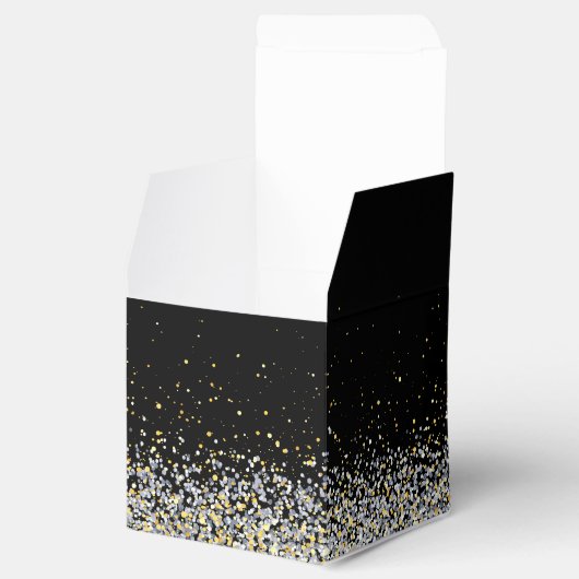 黒エレガント金ゴールド結婚式の引き出物箱 フェイバーボックス (オープン)