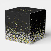 黒エレガント金ゴールド結婚式の引き出物箱 フェイバーボックス (裏面サイド)