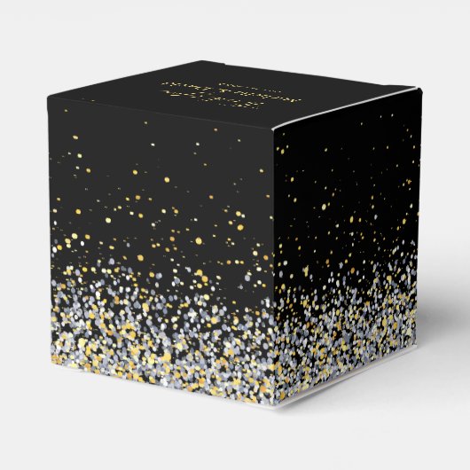黒エレガント金ゴールド結婚式の引き出物箱 フェイバーボックス (裏面サイド)