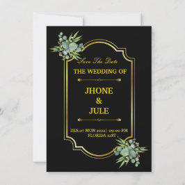 黒エレガント金ゴールド結婚式招待状 招待状