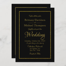黒エレガント金ゴールド結婚式招待状