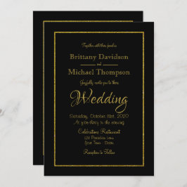 黒エレガント金ゴールド結婚式招待状 招待状