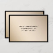 黒エレガント金ゴールド結婚式RSVP 出欠カード (正面/裏面)