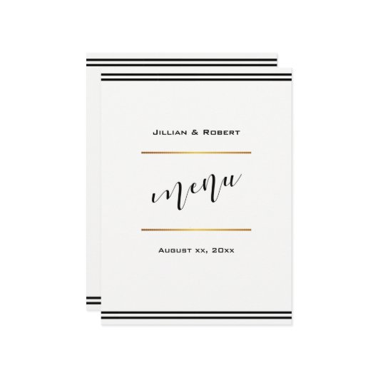 黒エレガント金ゴールド結婚 メニュー (正面/裏面インサイチュ)