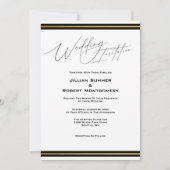 黒エレガント金ゴールド結婚 招待状 (正面)