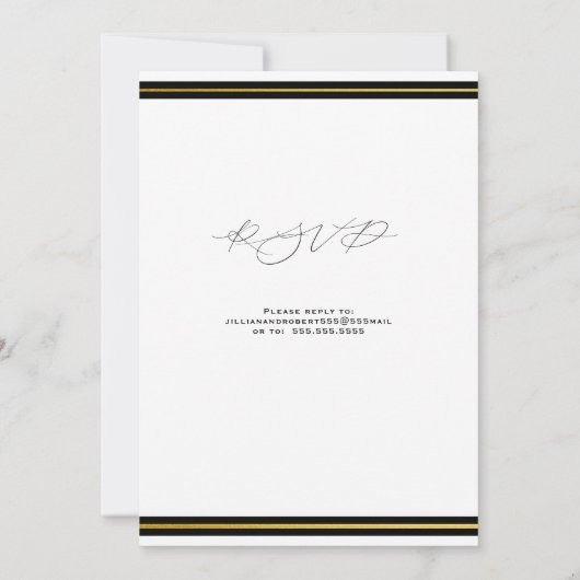 黒エレガント金ゴールド結婚 招待状 (裏面)