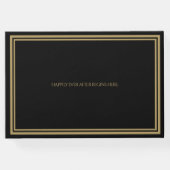 黒エレガント金ゴールド華美タイポグラフィ結婚の ゲストブック (裏面)