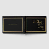 黒エレガント金ゴールド華美タイポグラフィ結婚の ゲストブック (全面)