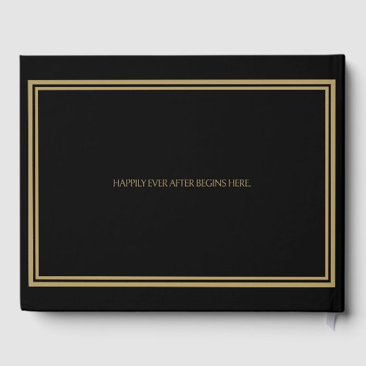 黒エレガント金ゴールド華美タイポグラフィ結婚の ゲストブック (裏面)