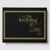 黒エレガント金ゴールド華美タイポグラフィ結婚の ゲストブック (正面)