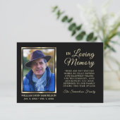 黒エレガント金ゴールド葬儀記念ありがとう サンキューカード (スタンド正面)