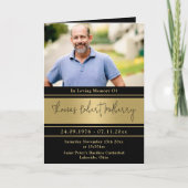 黒エレガント金ゴールド葬式プログラムテンプレート プログラム (正面)