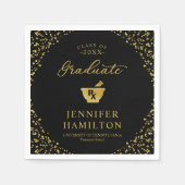 黒エレガント金ゴールド薬学院卒業 スタンダードカクテルナプキン (正面)