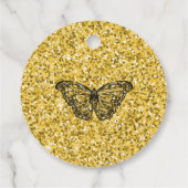 黒エレガント金ゴールド蝶18th誕生日パーティー フェイバータグ (裏面)