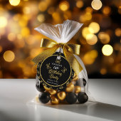 黒エレガント金ゴールド蝶60th誕生日パーティー フェイバータグ