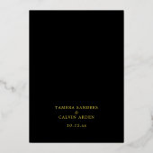 黒エレガント金ゴールド装飾結婚枠 箔招待状 (裏面)