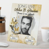 黒エレガント金ゴールド記念写真葬式 台座サイン (インサイチュ)