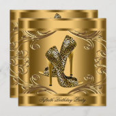 黒エレガント金ゴールド誕生会 招待状 (正面/裏面)