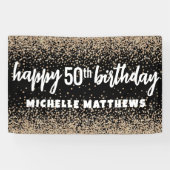 黒エレガント金ゴールド誕生日 横断幕 (横)