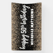 黒エレガント金ゴールド誕生日 横断幕 (縦)