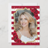 黒エレガント金ゴールド赤いバラ写真50誕生日 招待状 (裏面)