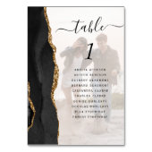 黒エレガント金ゴールド重ね合わせフォトオーバーレイ結婚ズ テーブルナンバー (裏面)